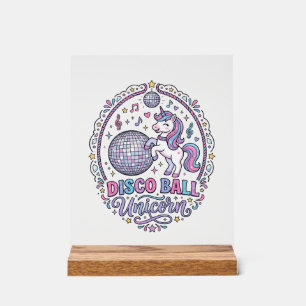 Señal Acrílica Bola de discoteca Unicornio Unicornio Impresión ju