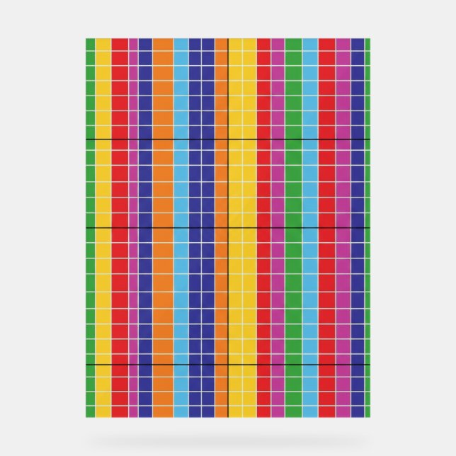 Señal Acrílica Bold Rainbow Grid Pattern Modern Art Poster (Anverso)