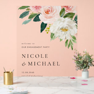 Señal Acrílica Bonito acuarela Fiesta de compromiso de flores de