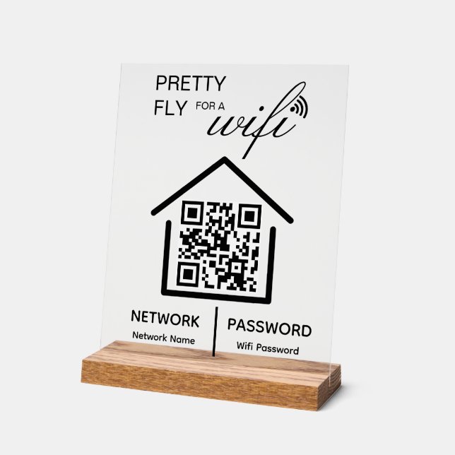 Señal Acrílica Bonito de detalles WiFi para un código QR wifi (Ángulo)