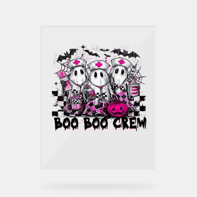 Señal Acrílica Boo Boo Crew Enfermera clásica camiseta de Hallowe (Anverso)