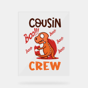 Señal Acrílica Boo Cousin Crew Halloween Dinosaur Spookone Costum