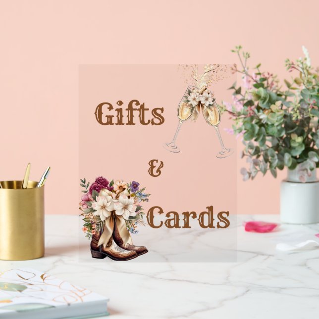 Señal Acrílica Boots & Bubbly Boho Western Bridal Shower regalos (Boda)