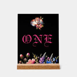 Señal Acrílica Botanical Floral Wedding bands Tabletop NumberSign