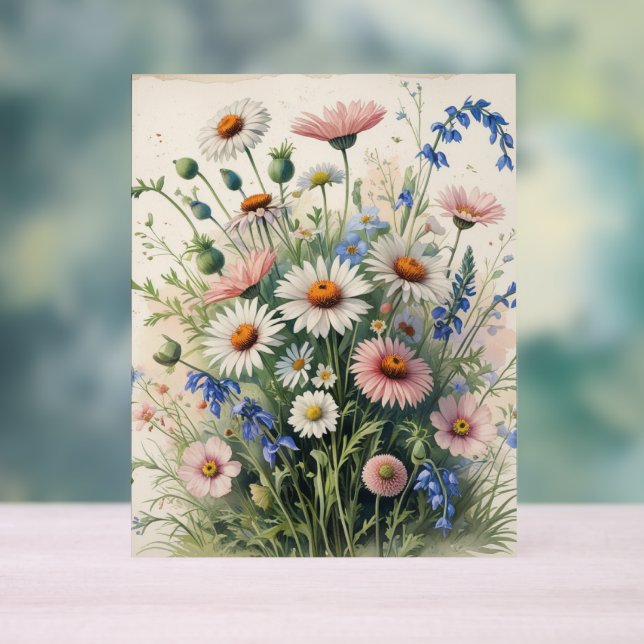 Señal Acrílica Botanical Wildflower WatercolorAcrylic – Motivatio (Neutral )