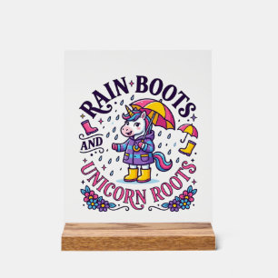 Señal Acrílica Botas de lluvia de unicornio y camiseta comercial