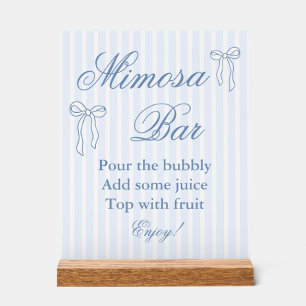 Señal Acrílica Bow Algo Azul Ducha De Novias Mimosa Bar