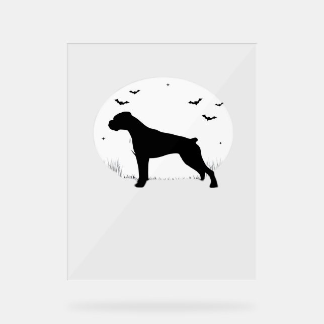 Señal Acrílica Boxer Dog - Halloween Moon Silhouette Classic T-Sh (Anverso)