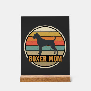 Señal Acrílica Boxer Mamá Retro Atardecer Perro