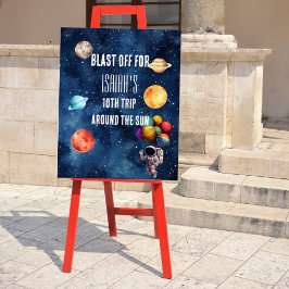 Señal Acrílica Boy Outer Space Astronaut Birthday Welcome Sign