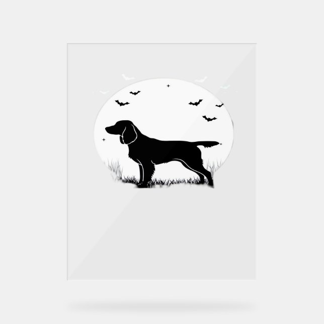 Señal Acrílica Boykin Spaniel Dog - Halloween Moon Silhouette Cla (Anverso)