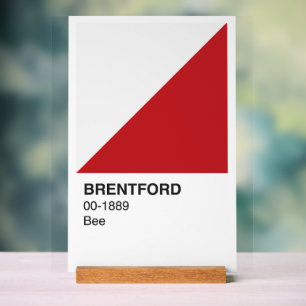 Señal Acrílica Brentford Bee Red and White - Fondo blanco