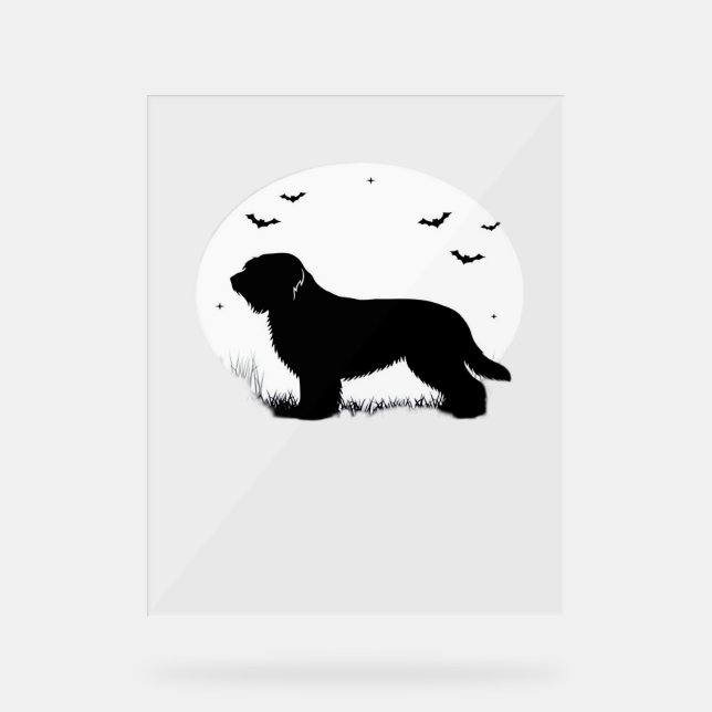Señal Acrílica Briard Dog - Silueta Luna de Halloween sobredimens (Anverso)