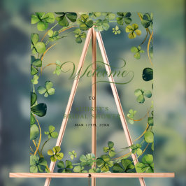 Señal Acrílica Bridal Shower Greenery Shamrock Welcome Sign