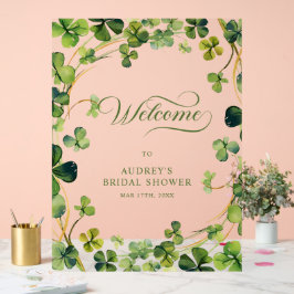 Señal Acrílica Bridal Shower Greenery Shamrock Welcome Sign