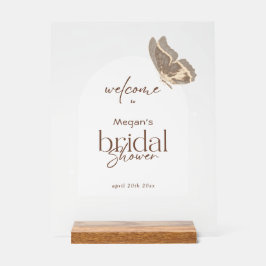 Señal Acrílica Bridal Shower Welcome Wooden Block Stand Frosted