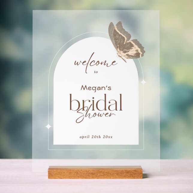 Señal Acrílica Bridal Shower Welcome Wooden Block Stand Frosted (Neutral )