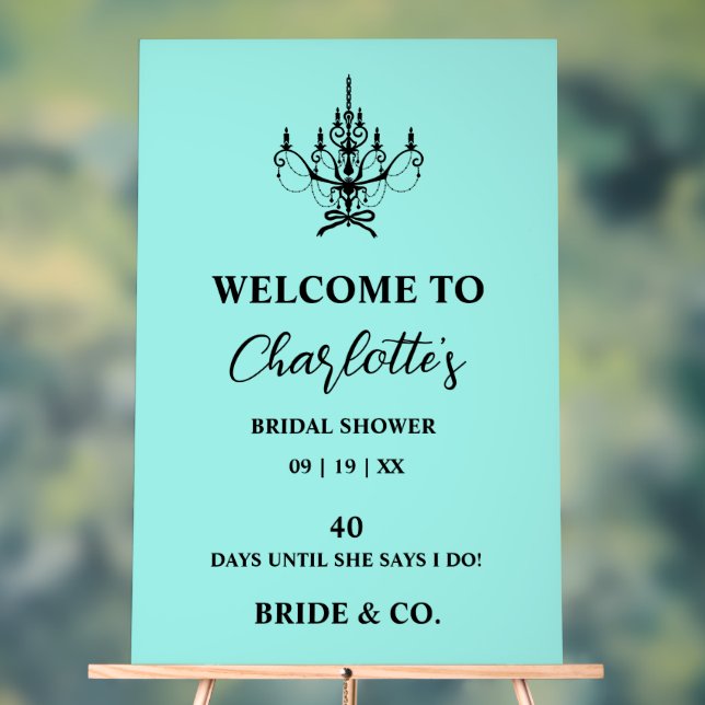 Señal Acrílica Bride & Co. Bridal Shower Teal Welcome (Neutral )