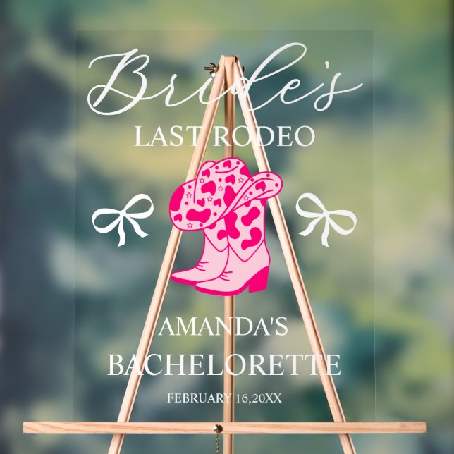 Señal Acrílica Bride’s Last Rodeo Personalized Bachelorette Party (Neutral )