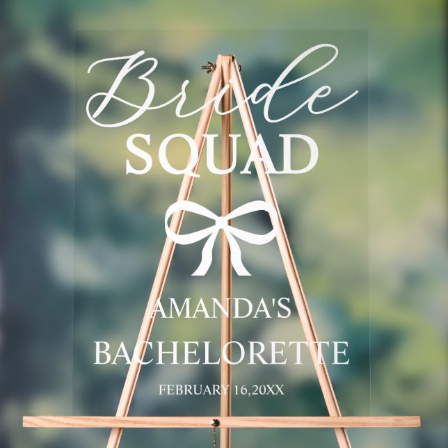 Señal Acrílica Bride Squad Personalized Bachelorette Welcome (Neutral )