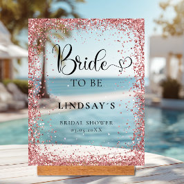 Señal Acrílica BRIDE TO BE! Copper Glitter Bridal Shower 