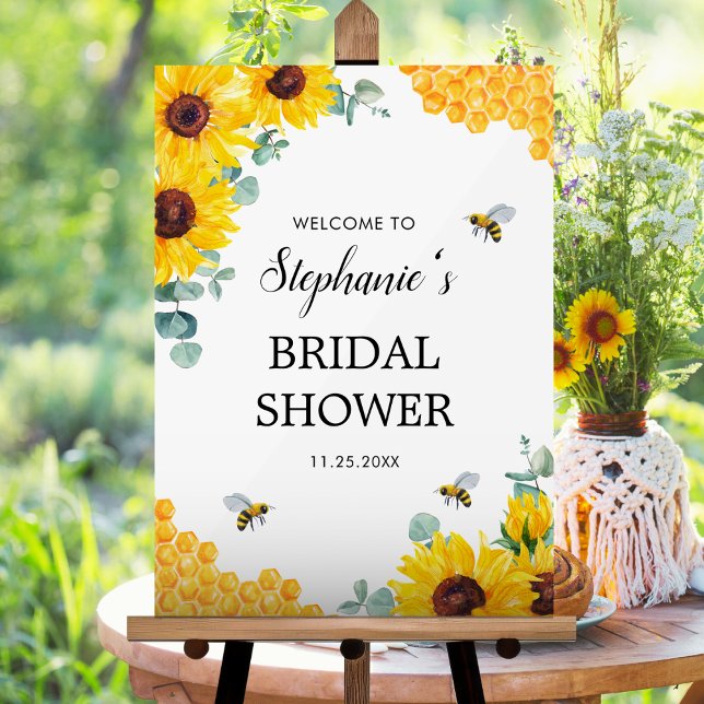 Señal Acrílica Bride to Bee Sunflowers Honeycombs Bridal Shower (Subido por el creador)