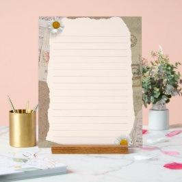 Señal Acrílica Brown Beige Vintage Scrapbook Lined Notes