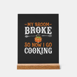 Señal Acrílica Bruja de Halloween Cocina Escoba Rota Diseño_1