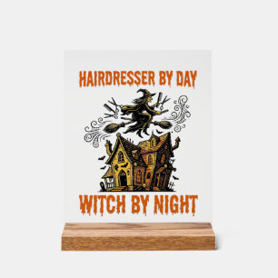 Señal Acrílica Bruja Peluquera Camiseta Vintage Salón Halloween_1