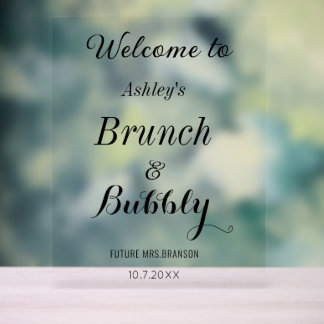 Señal Acrílica Brunch Bubbly Welcome Black White