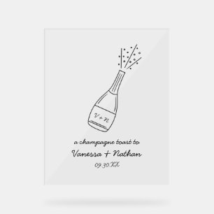 Señal Acrílica Bubbly Popping Botella De Champán Boda Tembloroso