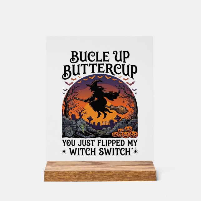Señal Acrílica Bucle Arriba Bruja Mantequilla Switch Halloween Es (Anverso)