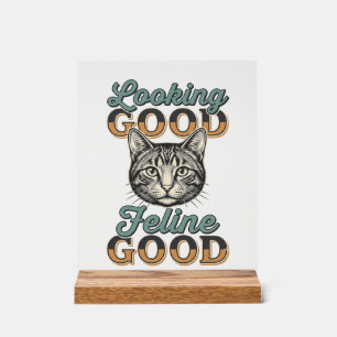 Señal Acrílica Buen aspecto Felino Bueno Diseño Vintage de Gato_1