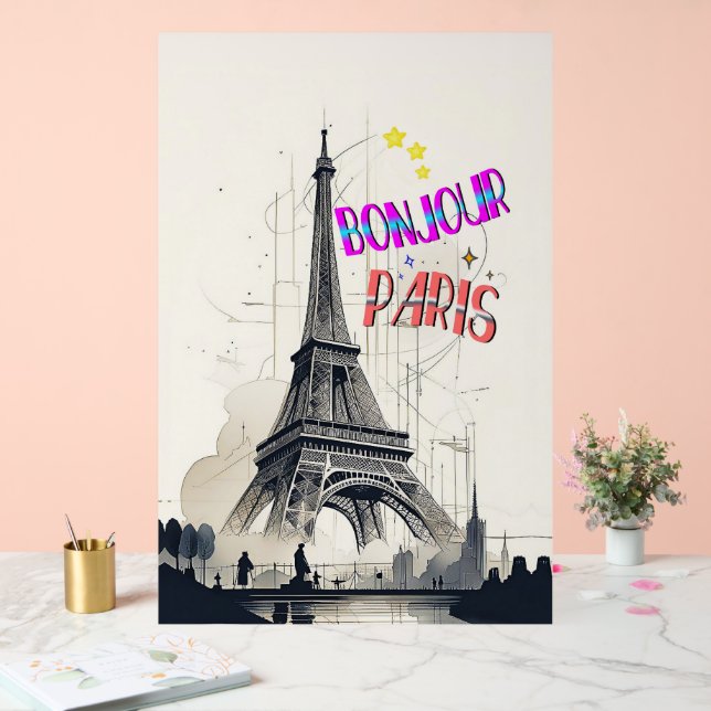 Señal Acrílica Buenos días Colorido París (Boda)