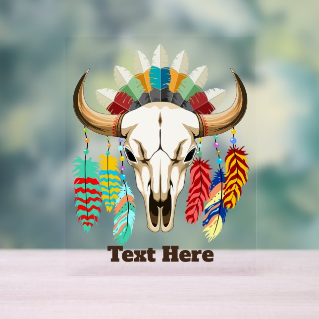 Señal Acrílica Buffalo Skull Native American Emblem (Neutral )
