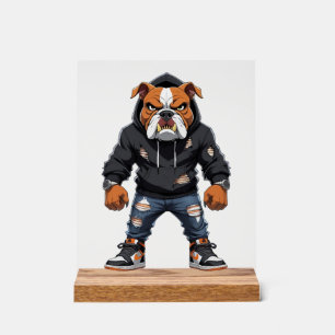 Señal Acrílica Bulldog Alfa Urbano � Mascota de Estilo Callejero
