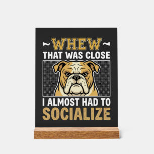 Señal Acrílica Bulldog Divertido Socializar Perro