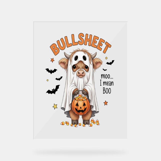 Señal Acrílica Bullsheet Highland Cow Funny Ghost (Anverso)