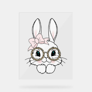 Señal Acrílica Bungalow Face Easter Animal Print Glasses Spring