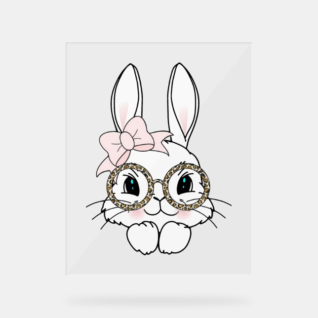 Señal Acrílica Bungalow Face Easter Animal Print Glasses Spring (Anverso)