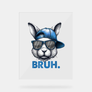 Señal Acrílica Bunny Face Bruh Meme Divertido Diciendo Bro Saludo