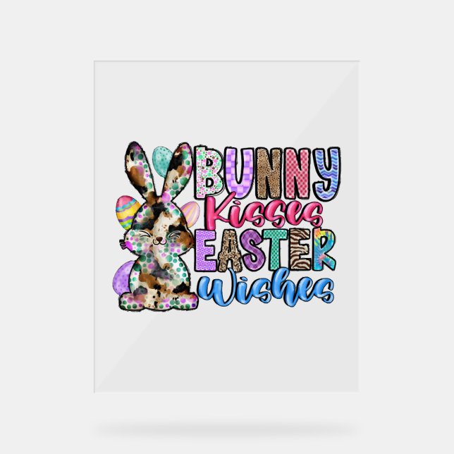 Señal Acrílica Bunny Kisses Deseos de Pascua (Anverso)