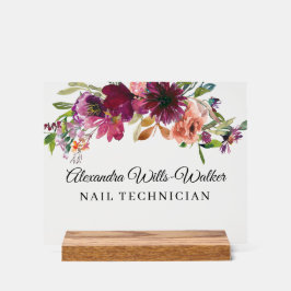 Señal Acrílica Burgundy Wildflower Floral 