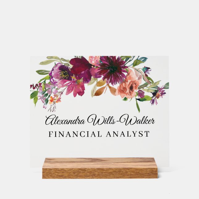 Señal Acrílica Burgundy Wildflower Floral  (Anverso)