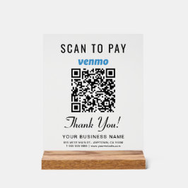 Señal Acrílica Buscar para pagar código QR de Venmo