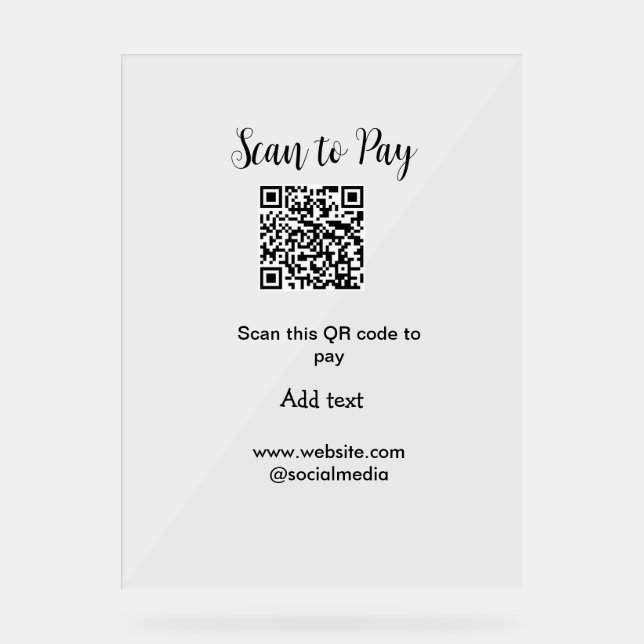 Señal Acrílica Buscar para pagar el análisis código QR agregar de (Anverso)