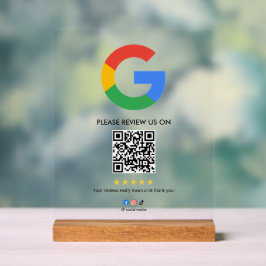 Señal Acrílica Business Google Review Tabletop Sign l QR Code