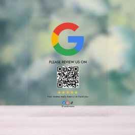 Señal Acrílica Business Google Review Tabletop Sign l QR Code
