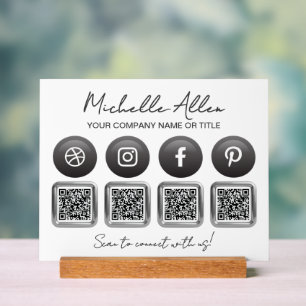 Señal Acrílica Business Social Media QR Códigos de Rótulo Acrílic