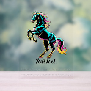 Señal Acrílica Caballo Luz de Neón Glitch Estilo Retro